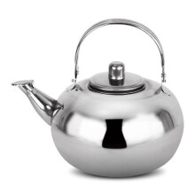 Roestvrijstalen theepot van 18 cm met hittebestendig handvat en ingebouwd zeefje voor gebruik buitenshuis, kamperen, wandelen.