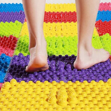 Sensory Puzzle Mat for Posture Balance Improvement, 8 Interlocking TPE Tiles, Stimulates Foot Reflexology for All Ages
