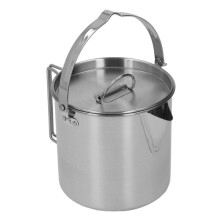 Campingkessel Acero Inoxidable 430 de 1,2 L con Indicador de Nivel de Agua y Asa Plegable para Senderismo y Acampada