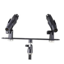 Dual Mic Stand with Steel Construction Wired Connection, for Speech and Stereo Recording
