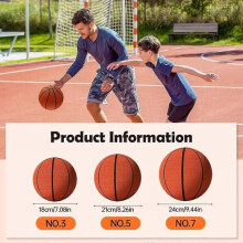 Pallone da basket silenzioso per allenamenti indoor senza rumore, rivestimento in tessuto rimovibile e materiale in schiuma, taglia 18