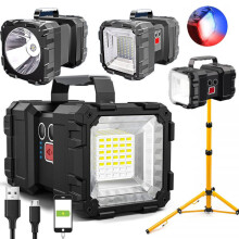 2-in-1 oplaadbare schijnwerper/spotlight, 10000mAh powerbank met 7 standen voor werklamp en campinglamp