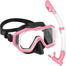 Schnorchelmasken-Set mit Trockenverschluss, beschlagfreien PC-Linsen und weichem Silikondichtungsrand für Schwimmen und Tauchen