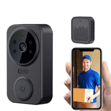 Wifi-videodeurbel met HD-video, nachtzicht, tweewegcommunicatie, oplaadbare batterij van 800 mAh en smartphone-meldingen voor huisbeveiliging.