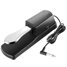 Pedale sustain universale per tastiera elettronica e pianoforte digitale, resistente, cromato, con base antiscivolo e risposta rapida.