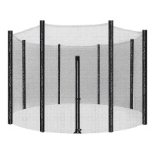 Ersatz-Sicherheitsnetz für Trampoline mit Reißverschluss, schwarzes, UV-beständiges PE-Material für runde 8-Stangen-Trampoline mit 3 m Durchmesser