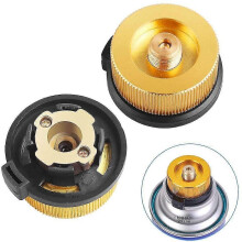 Adaptador de Gás para Camping com Desligamento Automático, Pacote de 2, para Forno de Estufa Tipo Split ao Ar Livre, À Prova de Vazamento, Dourado