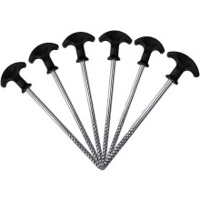 Tentstokken compatibel met bivaktenten, 6 metalen schroefharingen voor rotsachtig terrein, roestvrije grondharingen voor kamperen.