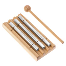Three Tone Classroom and Meditation Chime with Clear Sustained Tone, Wood Base for Focus Cue