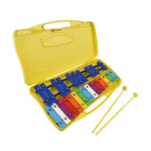 25 Note Glockenspiel Xylophone with Case and Mallets, ColorCoded Metal Keys, Bright Clear Tone