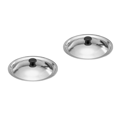2Pcs Universal Silver Stainless Steel Pot and Pan Lids for Kitchen Use