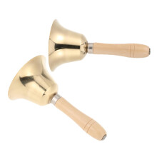 2pcs Vintage Hand Bell with Wooden Handle Loud Ringing Service Bell for Classroom and Events
