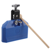 Plastic Cowbell Percussion Instrument with Mallet Blue Lightweight Clear Bright Tone for School