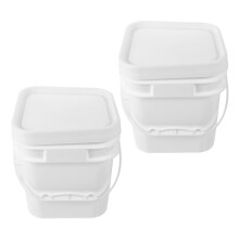 2Pcs White Plastic Paint Storage Bucket with Lid Lightweight Handle
