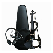 4/4 Electric Violin for Beginners with Ergonomic Chin Rest and Handmade Durable Build Black