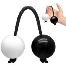 African Shakers Kashaka Set with Adjustable Cord, Dual Tone Rhythm Balls, 2 Pairs Black and White