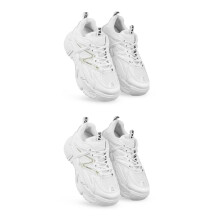 2Paare Komfortable Chunky Sneakers Damen Weiß PU Sneaker Outdoor