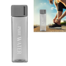 500ml 17oz Transparent Plastic Water Bottle with Letter Print & Wrist Rope Gray