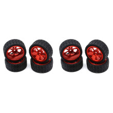 2Satz 65mm Metallfelge + Gummireifen mit Hohem Grip Reifen für  144001 A959 A959-B 124019 124018 RC Autoteile, Rot