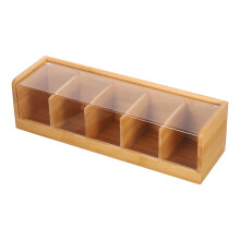 Tea Bag Organizer With 5-Slot Storage And Sugar Packet Holder