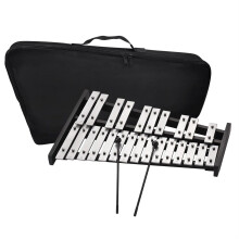 Foldable 25 Note Xylophone Glockenspiel with Wooden Base Aluminum Bars and Carrying Case for Beginners