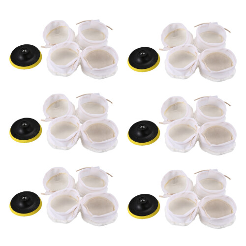 30Pcs Polisher/Buffer Kit Soft Wool Bonnet Pad White:4 Inch 1