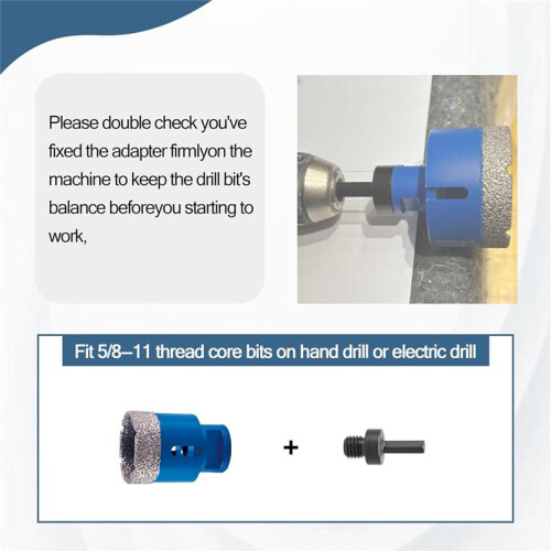 1 Pack Core Drill Bit Adapter 5/8Inch-11 Thread Male to 3/8Inch Hex Shank