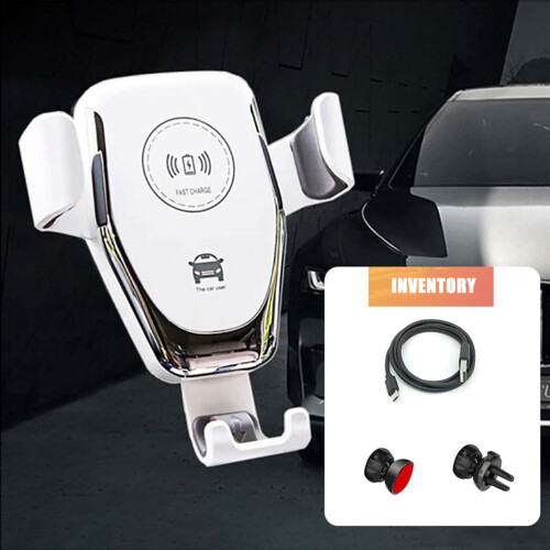 (White) Universal Car Vent Phone Holder - Wireless Charger 1