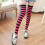 Women\'s Striped Over Knee Socks Black & Red 5