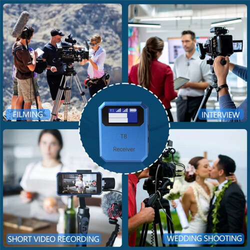 2.4G Wireless Lavalier Microphone System Microphone Transmitter Receiver Built-in Noise Reduction Chip for Interview