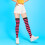 Women\'s Striped Over Knee Socks Black & Red 12