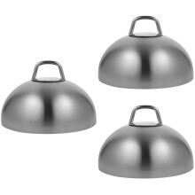 3Pcs Silver Stainless Steel Food Dome Lids Home Use Steak Plate Covers