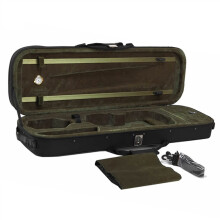 1/8 Violin Case Black Oxford with Hygrometer, Shock Absorption Protection, Professional Durable Design