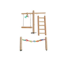 1Set Safe Wooden Parrot Gnawing Toy Birds Tearing Swing Chewing