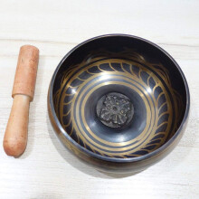 Handmade Tibetan Singing Bowl 125mm Black Brass for Meditation Yoga and Sound Therapy