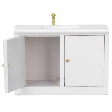 Stanza bagno in legno per casetta di bambola Scala 1:12 Lavabo in betulla Miniatura mobiletto con lavabo