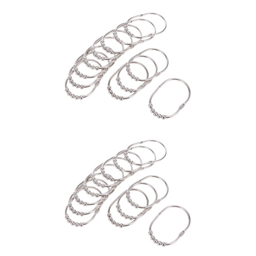 24Pcs Silver Gliding Curtain Rings Heavy Duty Rustproof Shower Hooks