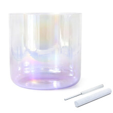 6 Inch Gradient Purple Crystal Singing Bowl 432Hz Note G with Mallet and ORing for Meditation