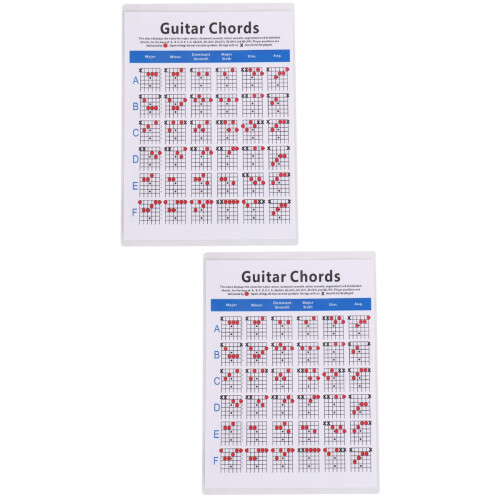 2Pcs Multi Guitar Chord Practice Chart Portable Guitar Finger Guide