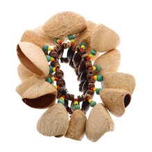 Percussion Handbell Bracelet Coconut Shell Shaker African Style Handmade Wrist Instrument