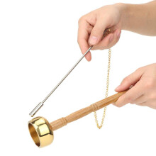 Brass Copper Buddhist Hand Bell with Wooden Handle for Meditation, Chanting and Prayer