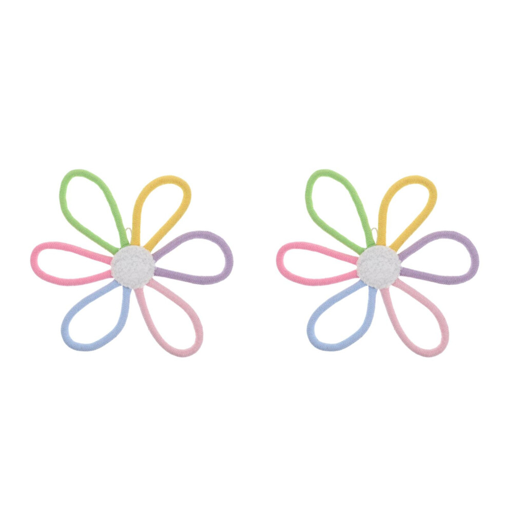 2Pcs Handmade Cotton Rope Daisy Wall Decor Multi Color Boho Floral Art