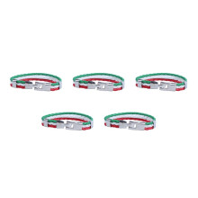 5X Jewelry Bracelet, Italian Flag Bangle, Leather Alloy, for Men's Women, Green White Red (Width 14 mm, Length 21.5 cm)