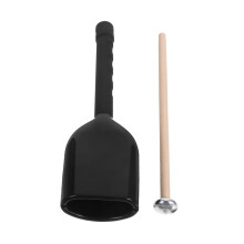Cowbell Percussion with Handle and Stick, Black Handheld Instrument for Band, Classroom, Performance