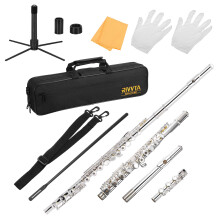 Professional 17 Keys Flute with Case Stand Cleaning Kit Nickel Silver for Beginner and Intermediate Players