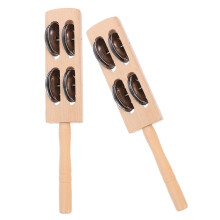 2Pcs Wooden Jingle Sticks Handheld Percussion Instrument with Clear Rhythmic Sound for Kids
