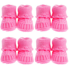 4Pairs Pink Baby Crochet Shoes Handmade Woolen Knitted Infant Booties