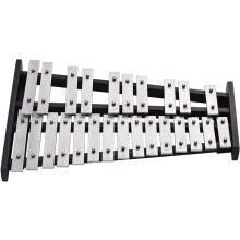 25 Note Glockenspiel Xylophone with Clear Note Engraving, Wooden Base, Aluminum Bars and Bag