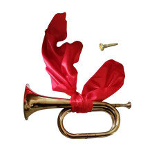 Brass Bugle Gold Plated Copper Body with Mouthpiece Full Tone Military Cavalry Trumpet for Parades
