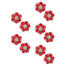 10Pcs Red Alloy Button Covers for Shirt Cuffs Detachable Sparkly Clips